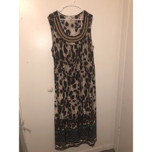 Cheetah Print Maxi Dress with Blue Detail